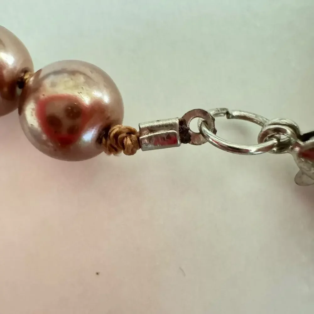 Vintage 21” Metallic Champagne Bronze Acrylic Beaded Choker Necklace 1960s